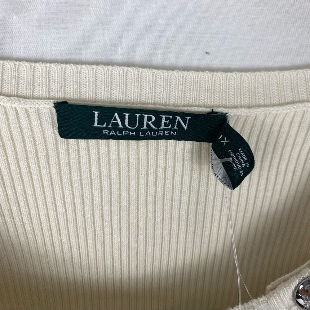 Lauren Ralph Lauren Striped Sweater Cream Blue Nautical Size 1X NWT - Picture 3 of 10